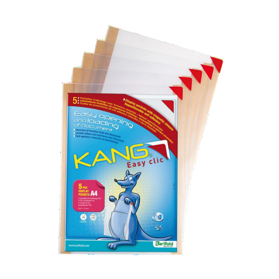 PACK DE 5 FUNDA ADHESIVA REPOSCIONABLE KANG EASY CLIC A4 VERTICAL/HORIZONTAL TARIFOLD 194770