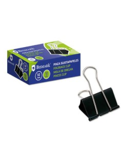 PINZA SUJETAPAPELES 32 MM. PALA ABATIBLE COLOR NEGRO BISMARK 321722 (x12 unidades)