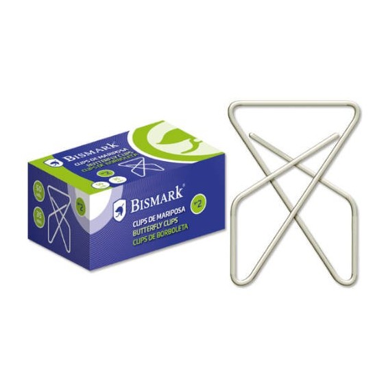 CAJA 50 CLIPS NIQUELADOS DE MARIPOSA Nº 10 BISMARK 321358