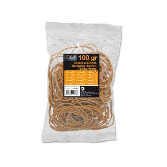 BOLSA 100 GR. GOMAS ELASTICAS Nº 15 DE 15 CM. LARGO OFFICE CLUB 320513