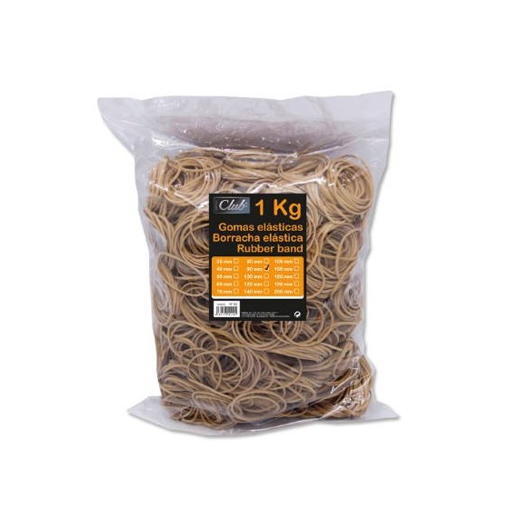 BOLSA 1 KG. GOMAS ELASTICAS Nº 90 DE 9 CM. LARGO OFFICE CLUB 320429