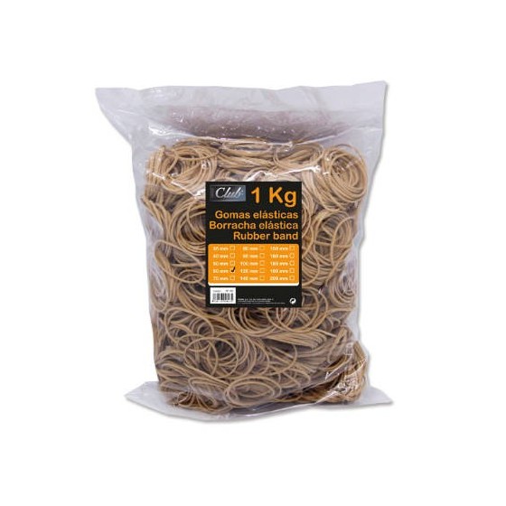 BOLSA 1 KG. GOMAS ELASTICAS Nº 60 DE 6 CM. LARGO OFFICE CLUB 300827