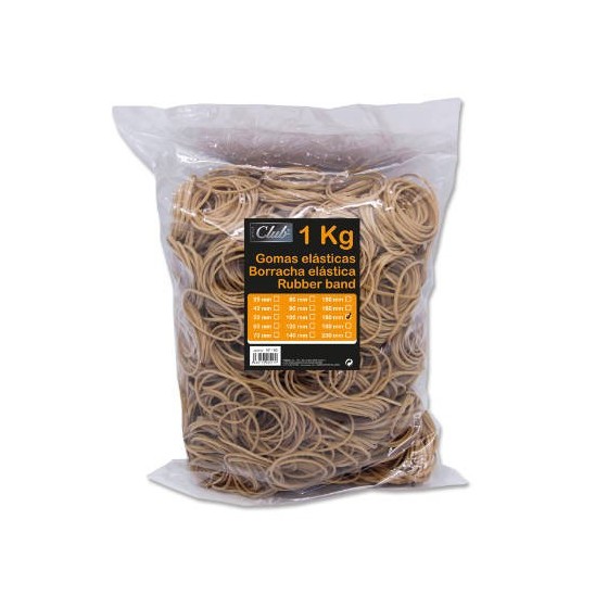 BOLSA 1 KG. GOMAS ELASTICAS Nº 180 DE 18 CM. LARGO OFFICE CLUB 320517