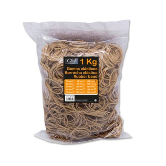 BOLSA 1 KG. GOMAS ELASTICAS Nº 150 DE 15 CM. LARGO OFFICE CLUB 301759