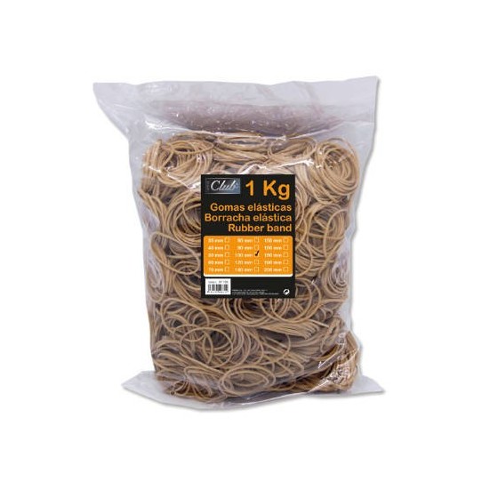 BOLSA 1 KG. GOMAS ELASTICAS Nº 100 DE 10 CM. LARGO OFFICE CLUB 300831