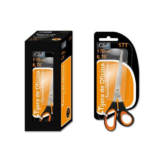 TIJERAS DE OFICINA EN ACERO INOXIDABLE 170 MM. EN BLISTER OFFICE CLUB 323825
