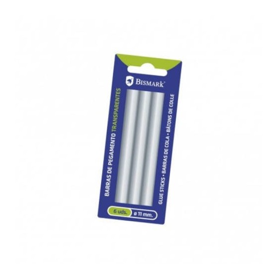 BLISTER 6 BARRAS DE PEGAMENTO SILICONA TRANSPARENTE 11,2 X 150 MM. BISMARK 327122
