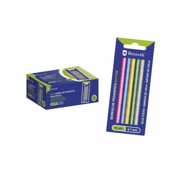 BLISTER 10 BARRAS DE PEGAMENTO SILICONA GLITTER 7,2 X 100 MM. BISMARK 327111