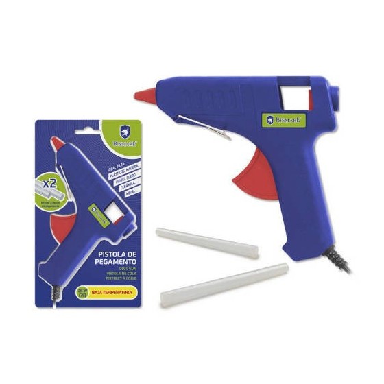 PISTOLA PEGAMENTO SILICONA BAJA TEMPERATURA 25W + 2 RECAMBIOS BISMARK 327108