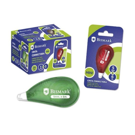 CINTA CORRECTORA MINI 6 METROS X 5 MM. BISMARK 325761 (x24 unidades)