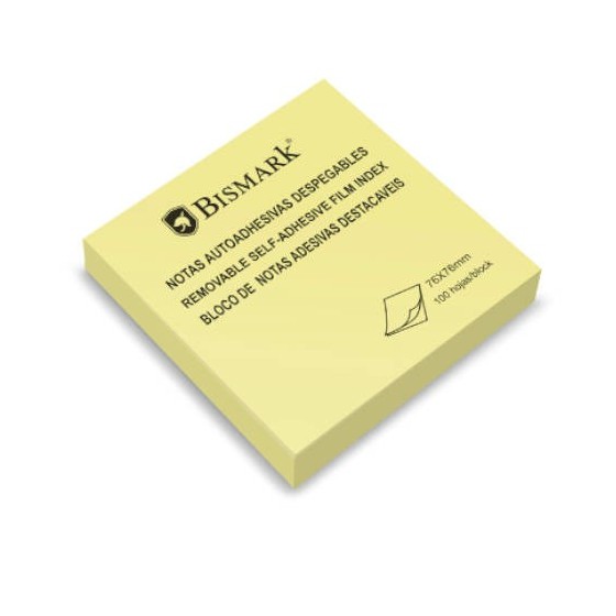TACO NOTAS ADHESIVAS AMARILLAS 76X76 MM. 100 HOJAS BISMARK 921007 (x12 unidades)