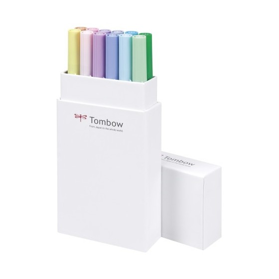 Tombow ABT-12P-2 rotulador Fino Azul, Verde, Gris, Azul claro, Verde claro, Menta, Rosa, Púrpura, Amarillo 12 pieza(s)