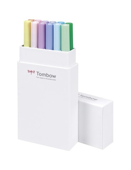 Tombow ABT-12P-2 rotulador Fino Azul, Verde, Gris, Azul claro, Verde claro, Menta, Rosa, Púrpura, Amarillo 12 pieza(s)