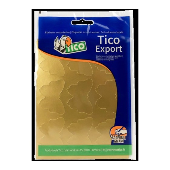 PAQUETE 10 HOJAS ETIQUETAS SATINADAS ORO 48X36 MM TICO E-GL-4836