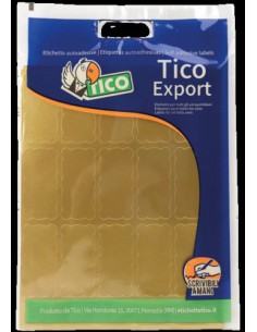 PAQUETE 10 HOJAS ETIQUETAS SATINADAS ORO 45X21 MM TICO E-GL-4521