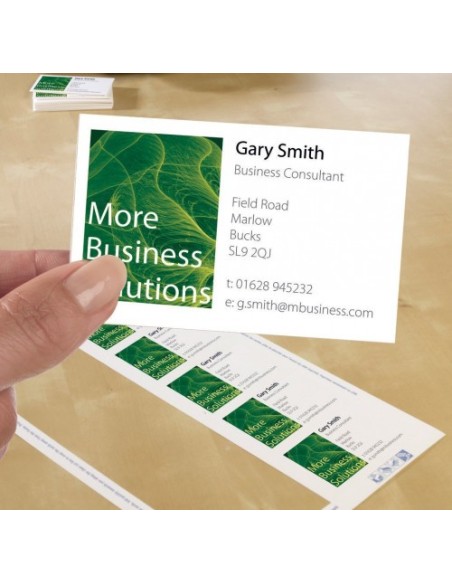 PAQUETE 25 HOJAS TARJETAS DE VISITA BLANCAS 200G QUICK CLEAN-ECOLÓGICAS-IMPRESORAS LÁSER-85X54 MM AVERY C32011-25