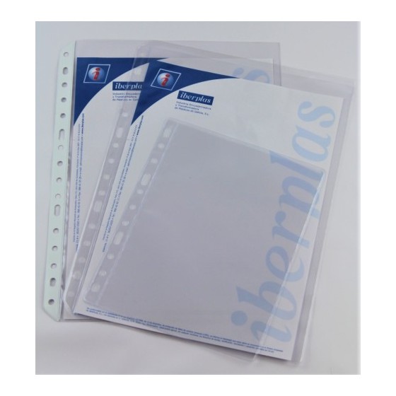 CAJA 100 FUNDAS FORMATO FOLIO PVC CRISTAL EXTRA 100 MICRAS MULTITALADRO IBERPLAS 204100