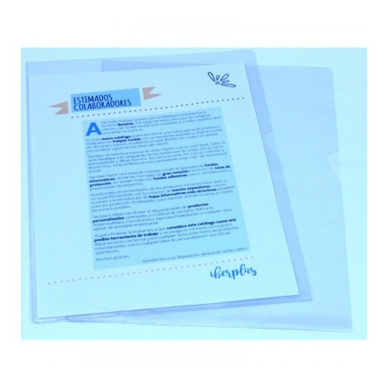 CAJA 30 DOSSIER FORMATO FOLIO  "L" C/UÑERO PVC CRISTAL 300 MICRAS IBERPLAS 25730