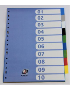 SEPARADOR FORMATO FOLIO PVC MULTITALADRO 10 PESTAÑAS OPACO IBERPLAS 717OM