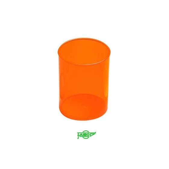 CUBILETE DE PLASTICO 78 MM. DIAMETRO X 100 MM. ALTO TRANSPARENTE NARANJA FAIBO 205-18 (x10 unidades)
