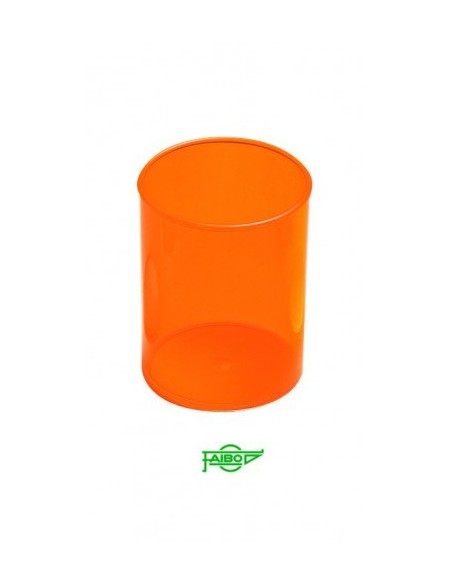 CUBILETE DE PLASTICO 78 MM. DIAMETRO X 100 MM. ALTO TRANSPARENTE NARANJA FAIBO 205-18 (x10 unidades)