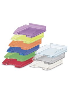 BANDEJA APILABLE DE PLASTICO 350X250X65 MM. COLOR TRANSPARENTE FAIBO 93-23 (x10 unidades)