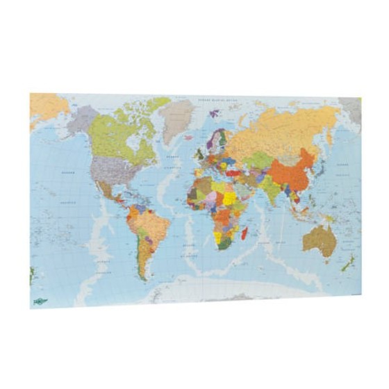 MAPA MUNDI PLASTIFICADO SIN MARCO ENROLLADO 84X140 CM. FAIBO 173G