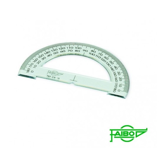SEMICIRCULO TRANSPARENTE EN PLASTICO INYECTADO GRADUADO Y BISELADO 15 CM. FAIBO 216