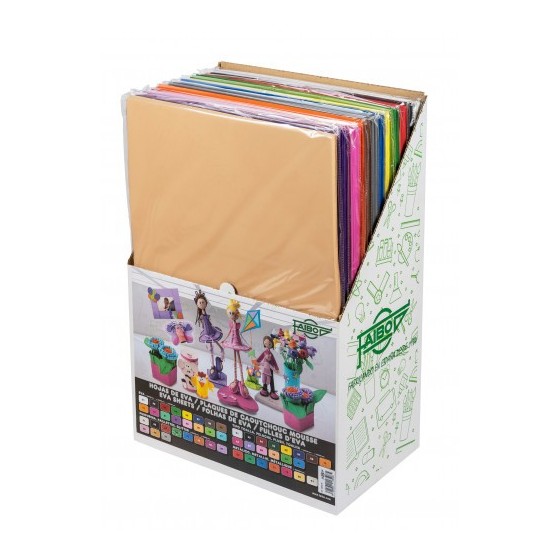 EXPOSITOR 120 LAMINAS GOMA EVA 40X60 CM. 12 COLORES SURTIDOS FAIBO 1655-120