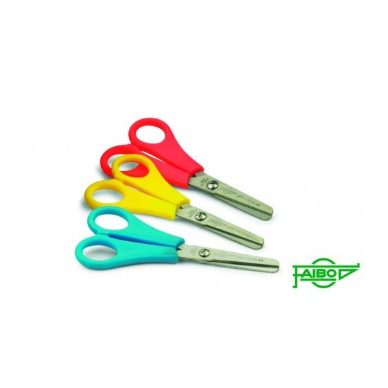 TIJERA ESCOLAR EMPUÑADURA PLASTICO CON HOJA EN ACERO INOXIDABLE Y PUNTA ROMA 13 CM. FAIBO TE13 (x10 unidades)