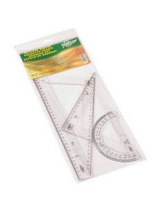 ESTUCHE CON REGLA / ESCUADRA / CARTABON Y SEMICIRCULO 25 CM. PLASTICO FAIBO 804