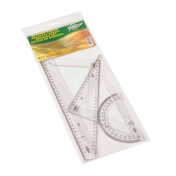 ESTUCHE CON REGLA / ESCUADRA / CARTABON Y SEMICIRCULO 30 CM. PLASTICO FAIBO 806