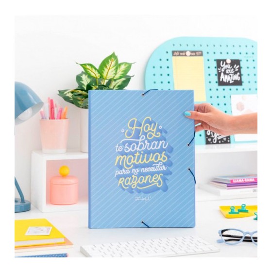 CARPETA CARTON SEPARADORA CON GOMA ELASTICA "HOY TE SOBRAN MOTIVOS PARA.. "MR.WONDERFUL WOA09755ES