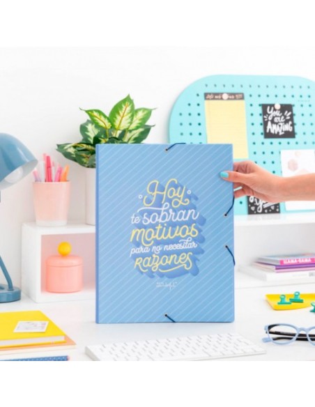 CARPETA CARTON SEPARADORA CON GOMA ELASTICA "HOY TE SOBRAN MOTIVOS PARA.. "MR.WONDERFUL WOA09755ES