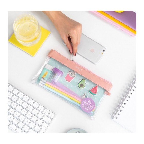 KIT DE ESTUCHE TRANSPARENTE PVC "PARA APUNTES QUE MOLAN" MR.WONDERFUL WOA09499ES