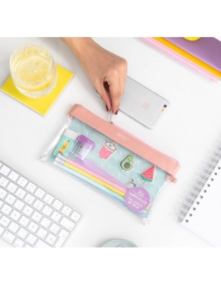 KIT DE ESTUCHE TRANSPARENTE PVC "PARA APUNTES QUE MOLAN" MR.WONDERFUL WOA09499ES