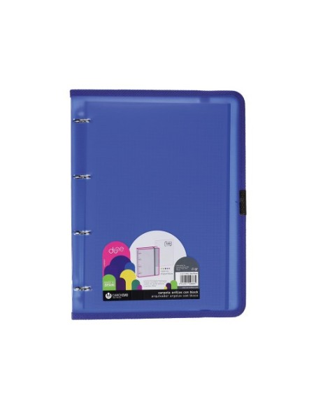 CARPETA ANILLA CARPEBLOCK POLIPROPILENO DUNE A4 100 HOJAS GOMA AZUL CARCHIVO 12377450