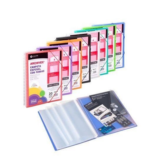 CARPETA ARCHIVEX-STAR ESPIRAL CANGURO 60 FUNDAS COLOR NEGRO CARCHIVO 53036006