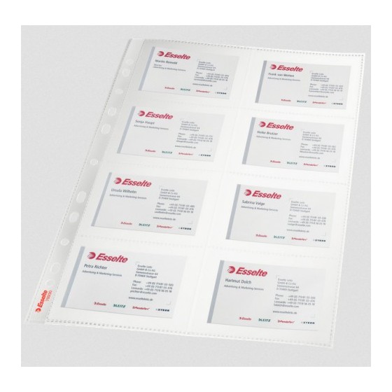 BOLSA 10 FUNDAS TARJETAS VISITAS MULTITALADRO PVC FORMATO A4 110 MICRAS ESSELTE 78930