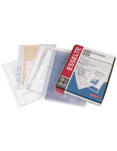 CAJA 100 FUNDAS POLIPROPILENO MULTITALADRO FORMATO FOLIO 120 MICRAS 11 TALADROS CRISTAL ESSELTE 46101
