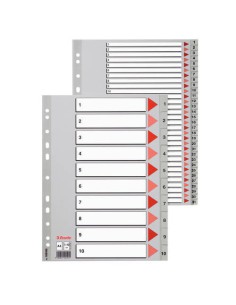 SEPARADOR NUMERICO POLIPROPILENO MULTITALADRO 1-12 FORMATO FOLIO COLOR GRIS ESSELTE 47138