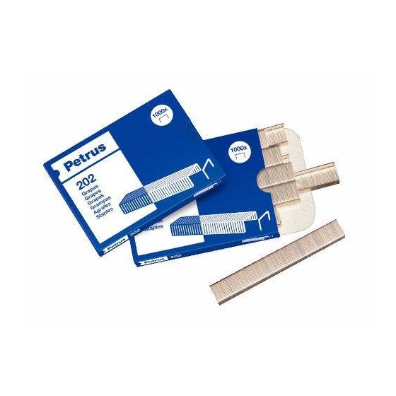 CAJA DE 1000 GRAPAS TIPO 202 GALVANIZADAS PARA GRAPADORAS DE ESCOLARES/OFICINA PETRUS 55700