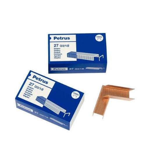 CAJA DE 1000 GRAPAS TIPO Nº 27 (23/13) COBREADAS PARA GRAPADORAS DE GRUESOS PETRUS 55720