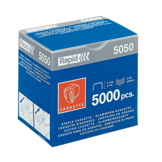 CAJA DE 5000 GRAPAS TIPO 5050E GALVANIZADAS PARA GRAPADORAS ELECTRICAS RAPID 20993500