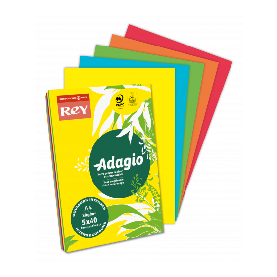 PAQUETE 500H PAPEL 80GR A4 AMARILLO INTENSO ADAGIO 40002490 (x5 unidades)