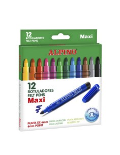 ESTUCHE 12 UNIDADES ROTULADORES PUNTA GRUESA COLORES SURTIDOS ALPINO AR000006N