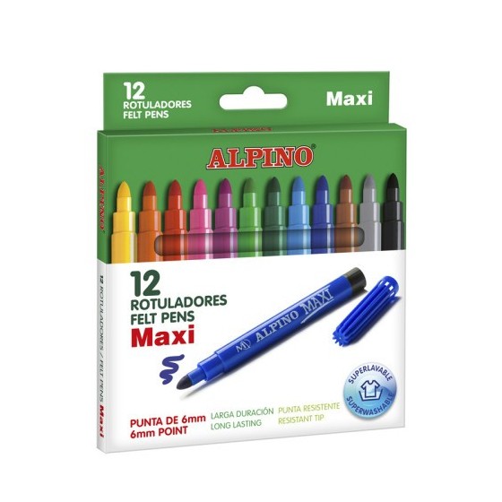 ESTUCHE 12 UNIDADES ROTULADORES PUNTA GRUESA COLORES SURTIDOS ALPINO AR000006N