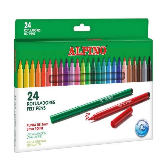 ESTUCHE 24 UNIDADES ROTULADORES PUNTA FINA COLORES SURTIDOS ALPINO AR001003N