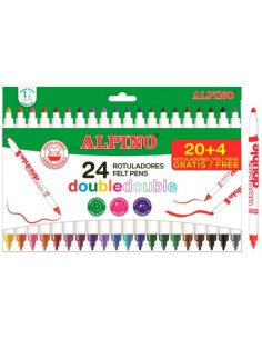 CAJA 20+4 ROTULADORES DE COLORES DOBLE PUNTA ALPINO AR002058N