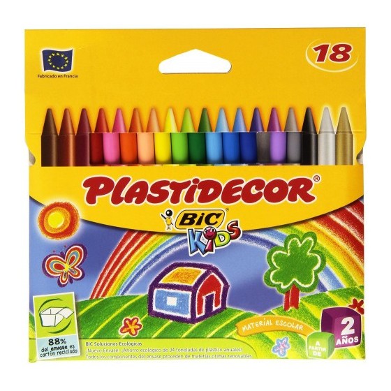 ESTUCHE 18 CERAS DE COLOR QUE NO ENSUCIAN PLASTIDECOR 8757712